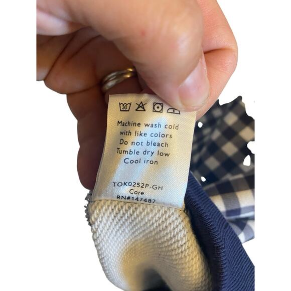 Draper James 1X Womens Natalie Sweatshirt Nassau Navy Gingham Classic Nautical - Picture 7 of 14